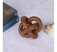 Gyrategirl Wood Knot Chain Link Decor 3-Link Decorative Objects for TV Stand Decor Rustic Simple Farmhouse Wooden Link Knot Ornaments for Boho Bookshelf Tiered Tray Entry Way Table Home Decorations