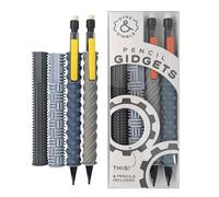 Gyre & Gimble Pencil Gidgets-Textured Silicone Pencil Sleeve for Quiet Fidgeting-Transform Your Mechanical Pencil into a Whimsical Tool of Focus and Tranquility - 4 Sleeves & 2 Pencils - Gray