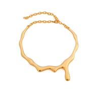 GYRMMUE Chunky Gold Necklace for Women,Vintage Liquid Metal Choker Geometric Irregular Twist Necklaces Punk Style Lava Chain Necklace Trendy Rock Hip Hop Accessories, L, Acrylic, No Gemstone