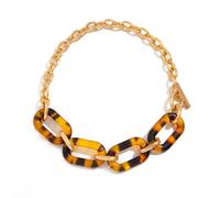 GYRMMUE Chunky Gold Necklaces for Women,Vintage Acrylic Leopard Choker Big Punk Multilayer Choker Paperclip Cuban Link Chain Hip Hop Statement Necklace Outfit Jewelry Accessories, L, Acrylic Alloy