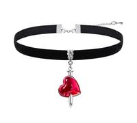 GYRMMUE Gothic Black Velvet Choker,Vintage Red Crystal Pendant Necklace Goth Heart/Skull/Coffin Pendant Necklaces Punk-Style Vampire Necklace Mysterious Witch Necklaces Halloween Jewelry Costume, L