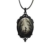 GYRMMUE Gothic Cross Raven Necklace,Vintage Black Crow Embossed Pendant Necklace Punk Rope Chain Crow Choker Halloween Gothic Dark Style Jewelry for Men and Women, Zinc, alloy
