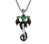 GYRMMUE Gothic Sword Dragon Necklace - Vintage Dragon Wrapped Sword Cross Pendant Punk Necklace - Halloween Dark Gothic Jewelry for Men and Women, Zinc, alloy