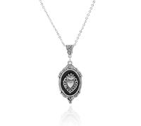 GYRMMUE Gothic Thorns Heart Necklace for Women,Vintage Black Velvet Choker Punk Style Necklaces Y2k Aesthetic Necklace Halloween Victoria Mystic Vampire Jewelry Accessories, L, Alloy Steel, No