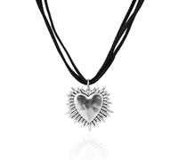 GYRMMUE Gothic Thorns Heart Necklace for Women,Vintage Black Velvet Choker Punk Style Necklaces Y2k Aesthetic Necklace Halloween Victoria Mystic Vampire Jewelry Accessories, L, Alloy Steel, No