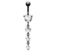 GYRMMUE Rhinestone Belly Button Ring Teardrop Flower Belly Button Ring Crystal Flower Hanging Piercing Jewelry Dangle Belly Button Ring 16l Stainless Steel Belly Button Ring for Women (Black1)