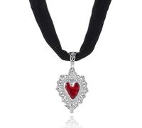 GYRMMUE Vintage Gothic Velvet Pendant Necklace,Red Black Crystal Glass Choker Punk Cameo Necklaces Goth Victorian Mystic Witch Jewelry for Women, L, Acrylic Glass, No Gemstone