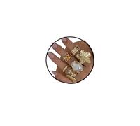 GYRMMUE Vintage Pearl Stacking Ring Set, Gold Plated White Baroque Pearl Finger Rings Irregular Adjustable Pearl Rings Dainty Statement Finger Rings Chunky Mid Rings for Women
