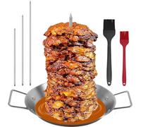 Gyro Pan with Skewer, Gyro Cooking Plate, Vertical Skewer Pan for Oven, Vertical Rotisserie Pan, Chicken Shawarma Pan for Oven, Stainless Steel Vertical Spit Roaster (A)
