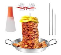 Gyro Pan with Skewer, Gyro Pan with Skewer for Oven, Gyro Cooking Plate, Gyro Meat Pan Vertical Skewer, Stainless Steel Vertical Skewer Pan, for BBQ (Color : C, Size : 13in)