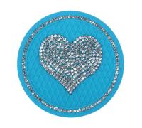 Gyrodymix 1 Pcs Car Cup Coaster Universal Non-Slip Cup Holder Car Interior Accessories Sets Light Blue Silicone Rhinestone