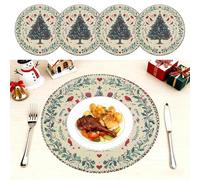 Gyrodymix 1 Set Multicolor Christmas Placemat 13.7" Christmas Tree for Party Dining Table Decoration