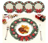 Gyrodymix 1 Set Multicolor Christmas Placemat 13.7" Christmas Wreath for Party Dining Table Decoration