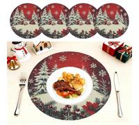 Gyrodymix 1 Set Red Christmas Placemat 13.7" Christmas Tree for Party Dining Table Decoration