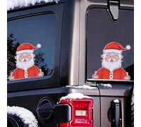 Gyrodymix Christmas Car Decorations Sticker Smiling Santa Claus Middle Finger PET Car Window Sticker Multicolor 1 Pcs
