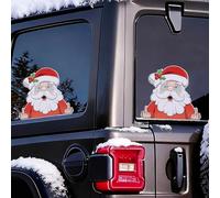 Gyrodymix Christmas Car Decorations Sticker Surprised Santa Claus Middle Finger PET Car Window Sticker Multicolor 1 Pc