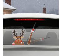 Gyrodymix Christmas Car Wiper Sticker Reindeer with Spectacles PVC Car Rear Window Sticker Multicolor 1 Set