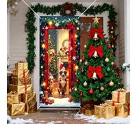 Gyrodymix Christmas Door Cover 71" x 35" Christmas Front Door Decorations Cute Puppy Winter Xmas Backdrop Banner for Indoor Outdoor Holiday Home Decor