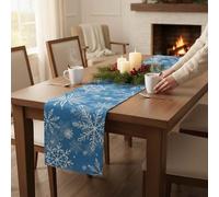 Gyrodymix Christmas Table Runner Blue Snowflakes Xmas Table Decoration 13x72 Inch for Dining Table Fireplace Holiday Celebrations