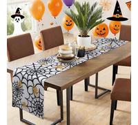 Gyrodymix Table Runners Halloween Spider Web Table Runner for Home Kitchen Dining Table Party Decorations Black White