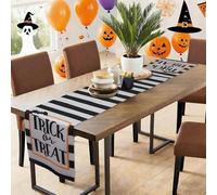 Gyrodymix Table Runners Halloween Stripe Table Runner for Home Kitchen Dining Table Party Decorations Black White