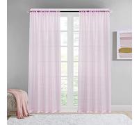 GYROHOME Basic Rod Pocket Sheer Voile Curtain,Sunlight Filtering Protect Privacy Polyester Sheer for Living Room Bedroom Patio Door Set of 2Panels,Pink,132x213cm