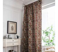 GYROHOME Boho Chic Curtains with Brown Geometry Pattern and Colourful Small Tassels Balls,1 Panel Rod Pocket,semi-Transparent Set for Kitchen,Bedroom,Bathroom and Floating Window(59x86inch)
