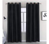GYROHOME Extra Long Curtains 120 Inch Long for Loft,Faux Silk Blackout Curtains Fully Lined Solid Window Treatment Drapes (2Panel,52x120inch,Black)