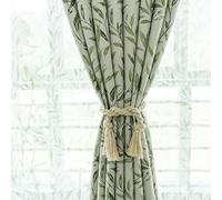GYROHOME Green Blackout Curtains With Willow Leaf Printing, Grommet Top, Set of 1,Pastoral Style Curtains Lined Shading Cloth, For living Room and Farmhouse-117x228cm
