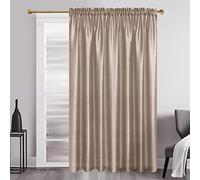 GYROHOME One Panel Tan Faux Silk Sheer Curtains with Rod Pocket Light Filtering Dupioni Silk Drapes Window Treatment Satin Drapes for Bedroom Living Room, 229x229cm