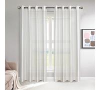 GYROHOME Semi Sheer Faux Silk Beige Curtains Light Filtering Voile Drapes Grommet Top Window Treatment Drapes for Bedroom Living Room, 2 Panels, 229 x 229 cm