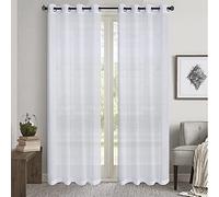 GYROHOME Semi Sheer Solid Voile Curtain For Living Room Bedroom Patio Door,Sunlight Filtering Protect Privacy,Grommet Ring Top, Set of 2Panels, White,168x229 cm