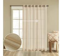 GYROHOME Semi Sheer Solid Voile Curtain For Living Room Bedroom Patio Door,Sunlight Filtering Protect Privacy,Grommet Ring Top, Set of 2Panels, Gold,168x229 cm