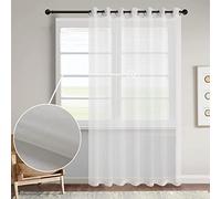 GYROHOME Set of 1 Panel, Semi Sheer Solid Voile Curtain For Living Room Bedroom Patio Door,Sunlight Filtering Protect Privacy,Grommet Ring Top, Off White, 254x243 cm