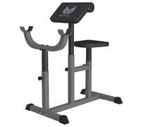 GYRONETICS® Preacher Curl Bench - Adjustable, Max Load 150 kg | 4-level seat and armrest, 5-level dumbbell rack, non-slip feet, quick-release fasteners, faux leather, arm curl bench