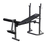 GYRONETICS® Weight Bench - Adjustable, Foldable, with Barbell Rack, Leg Extension and Spinlock Collars, Steel, Black - Workout Bench, Multi Gym, Weight Lifting, Fitness, Bench Press, Home Gym