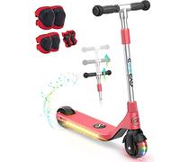 Gyroor H30 Kids Electric Scooter with LED Lights and Adjustable Handlebar - Fun and Safe Ride for Boys and Girls Ages 6-12 - Includes Speed Control Button, Durable Silicone Grips