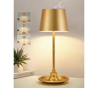 GyroVu Cordless Table Lamp,Battery Operated Table Lamps, Rechargeable LED Desk Lamp, Adjustable Brightness Touch Wireless Lamp, Adjustable Height Bedside Lamp for Home Bedroom Restaurant Camping Gold