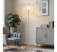 GyroVu Crystal Floor lamp,Modern Standing Lamp with On-Off Foot Switch,Tall Pole Floor Lamp with Double-Layer Lampshade for Living Room Bedroom Office(Bulb Included)