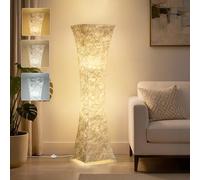 GyroVu Floor Lamp for Living Room, 47“ Adjustable Color Temperature Standing Corner Floor Lamps, Modern Column Floor Light with White Fabric Shade for Bedroom, Home Office, Kids Room, 2 Bulbs Include