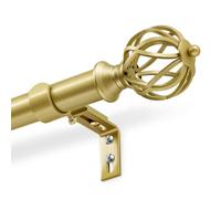 GyroVu Gold Curtain Pole 81-152cm, Extendable Curtain Poles with Brackets | Curtain Poles for Eyelet Curtains, 25 mm Diameter Metal Curtain Poles with Twisted Cage Finials for Bedroom Living Room
