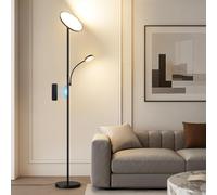 GyroVu LED Uplighter Floor Lamp, Standing Lamp with Remote & Touch Control, 3000K-6500K Color Temperature, Modern Floor Lamp for Living Room Bedroom Office Black