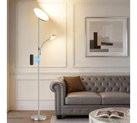 GyroVu LED Uplighter Floor Lamp, Standing Lamp with Remote & Touch Control, 3000K-6500K Color Temperature, Modern Floor Lamp for Living Room Bedroom Office (Satin Nickel)