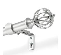 GyroVu Silver Curtain Pole 81-152cm, Extendable Curtain Poles with Brackets | Curtain Poles for Eyelet Curtains, 25 mm Diameter Metal Curtain Poles with Twisted Cage Finials for Bedroom Living Room