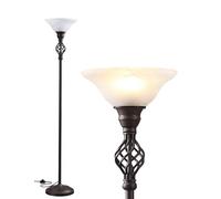 GyroVu Torchiere Floor Lamp for Living Room, LED Standing Reading Light for Bedroom with Glass Shade for Living Room Corner Bedroom Home Office,Bulbs Included (Red Brown,Glass 1 Head)