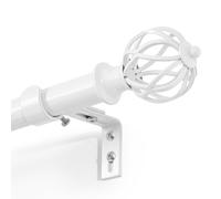GyroVu White Curtain Pole 81-152cm, Extendable Curtain Poles with Brackets | Curtain Poles for Eyelet Curtains, 25 mm Diameter Metal Curtain Poles with Twisted Cage Finials for Bedroom Living Room