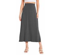 GYS Bamboo Viscose Skirts for Women Midi Length Flowy High Waisted Summer Knit Long Skirts with Slit