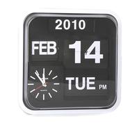 Gysabs Fartech Auto Calendar Flip Clock 12.5-inch Living Room Office Retro Now Desktop Wall Clock, White
