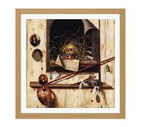 Gysbrechts Studio Wall Vanitas Still Life Trompe L'oeil Painting Square Wooden Framed Wall Art Print Picture 16X16 Inch