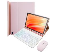 GYSDCAZ Keyboard Case for Amazon Kindle Fire HD 10&10 Plus (2021&2023) 10.1 inch, 7 Color Rainbow Backlight Detachable Bluetooth Keyboard with Mouse (Pink1)